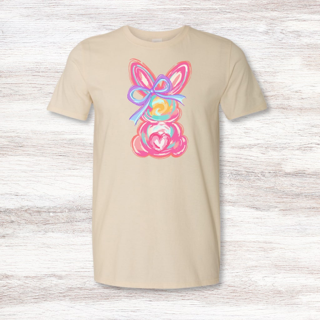 Funny and colorful bunny design t-shirt for casual wear