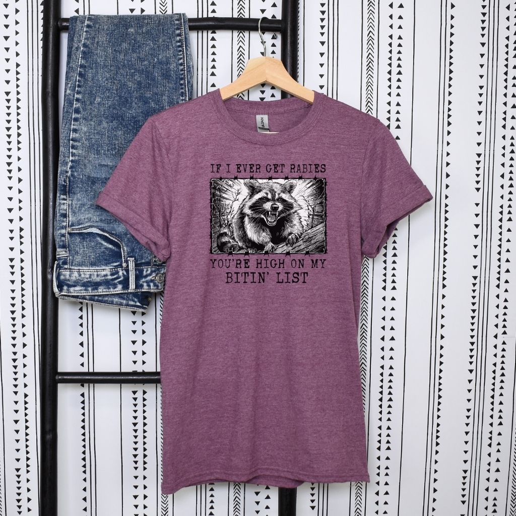 comfortable polyester cotton blend raccoon tee