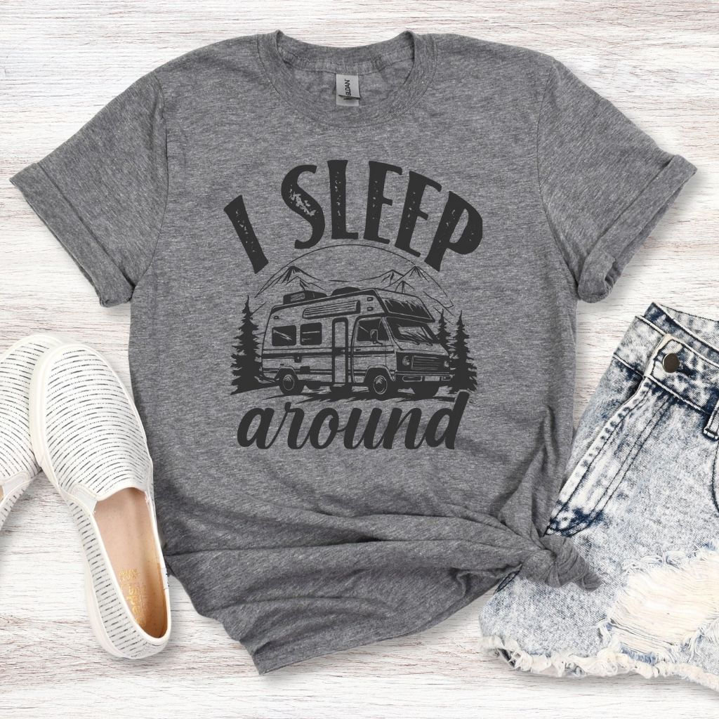 Funny “I Sleep Around” unisex graphic t-shirt