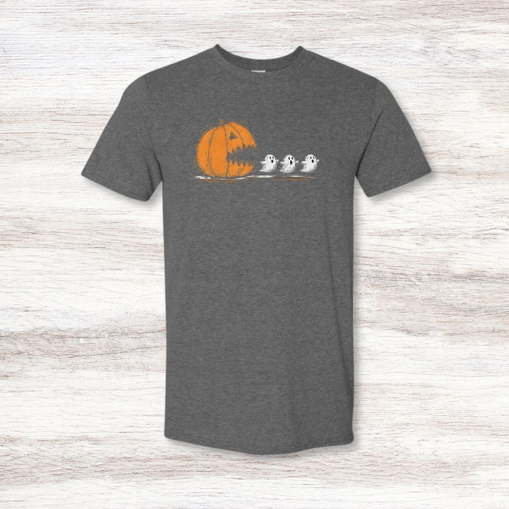 funny Pac Man pumpkin print casual t-shirt