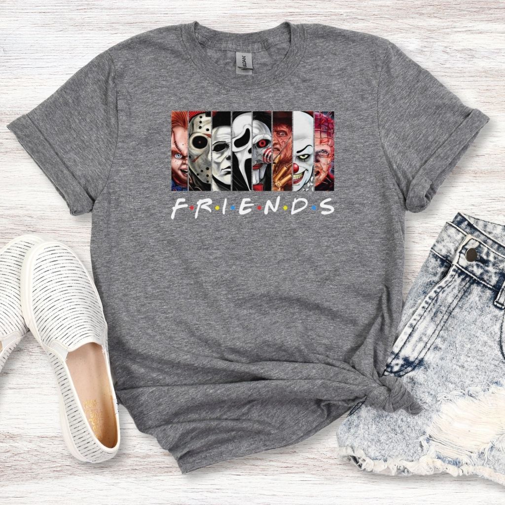halloween slasher icons friends parody tee
