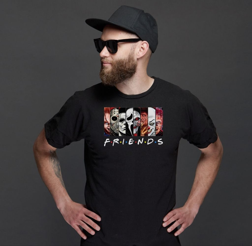 horror faces friends graphic t-shirt design