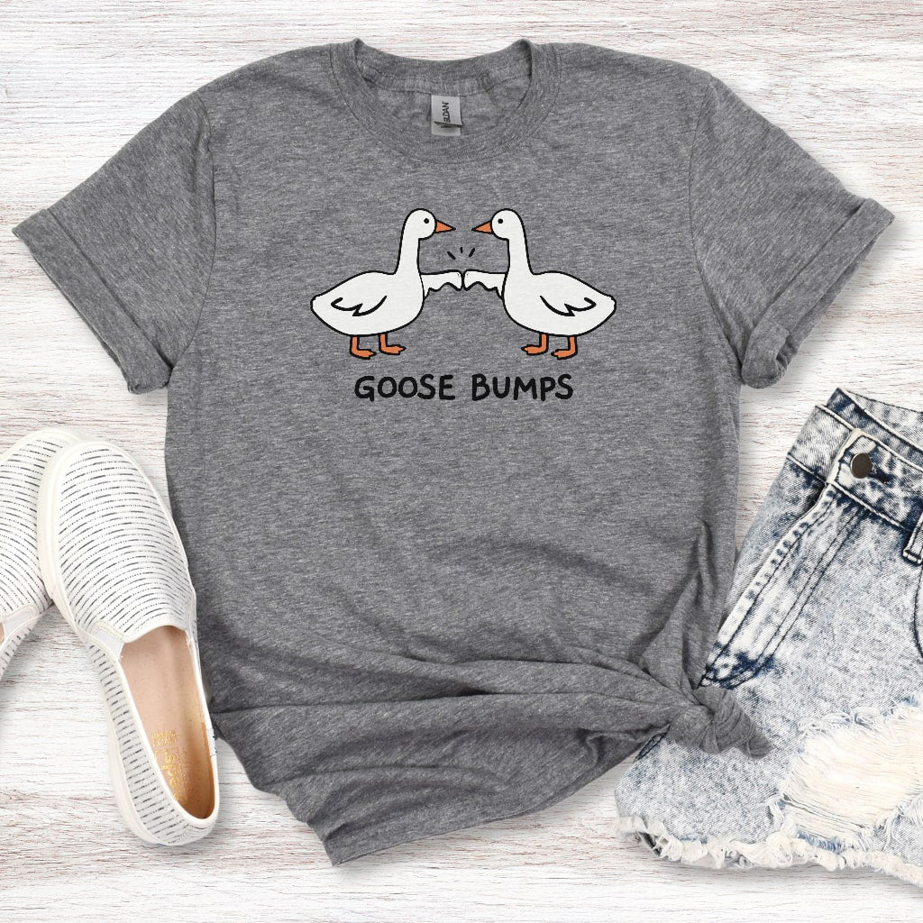 Playful women's t-shirt with quirky goose bumps design