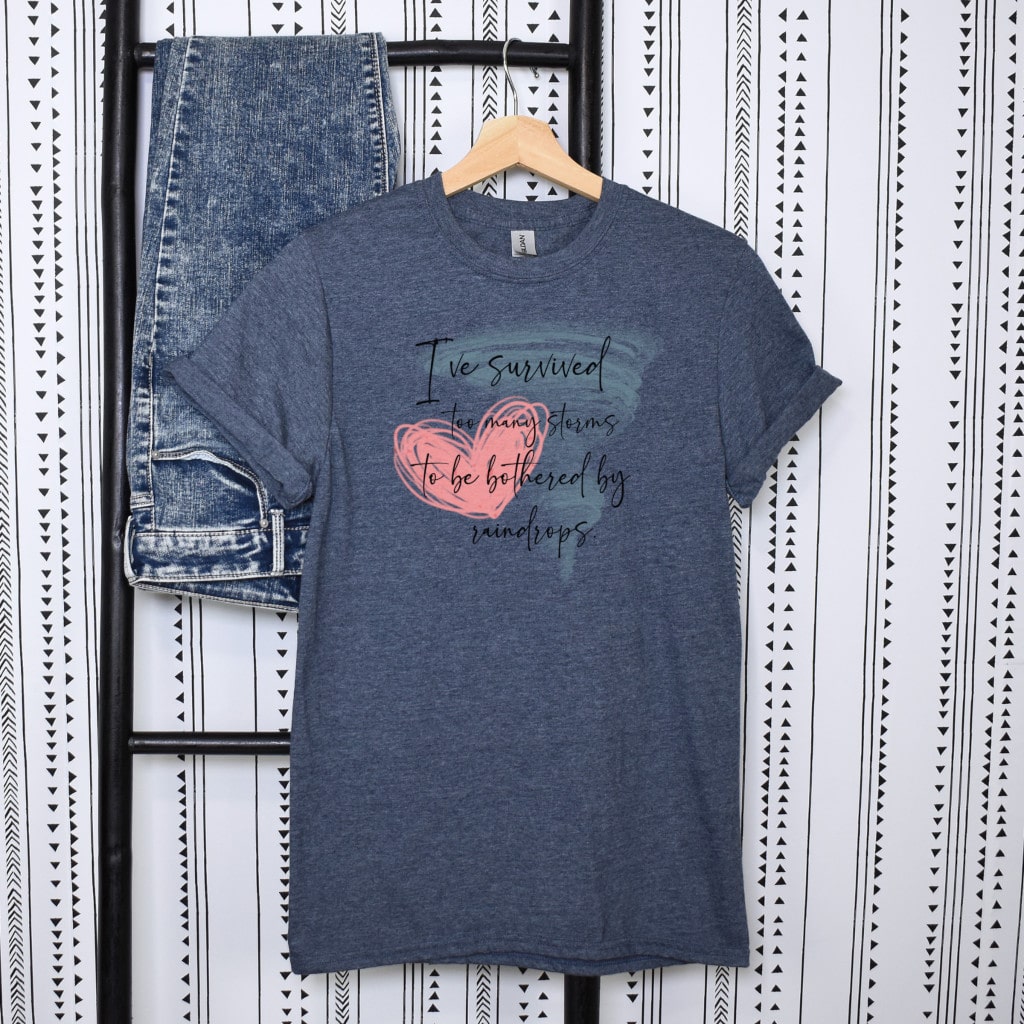 Soft cotton blend tee with playful storm design