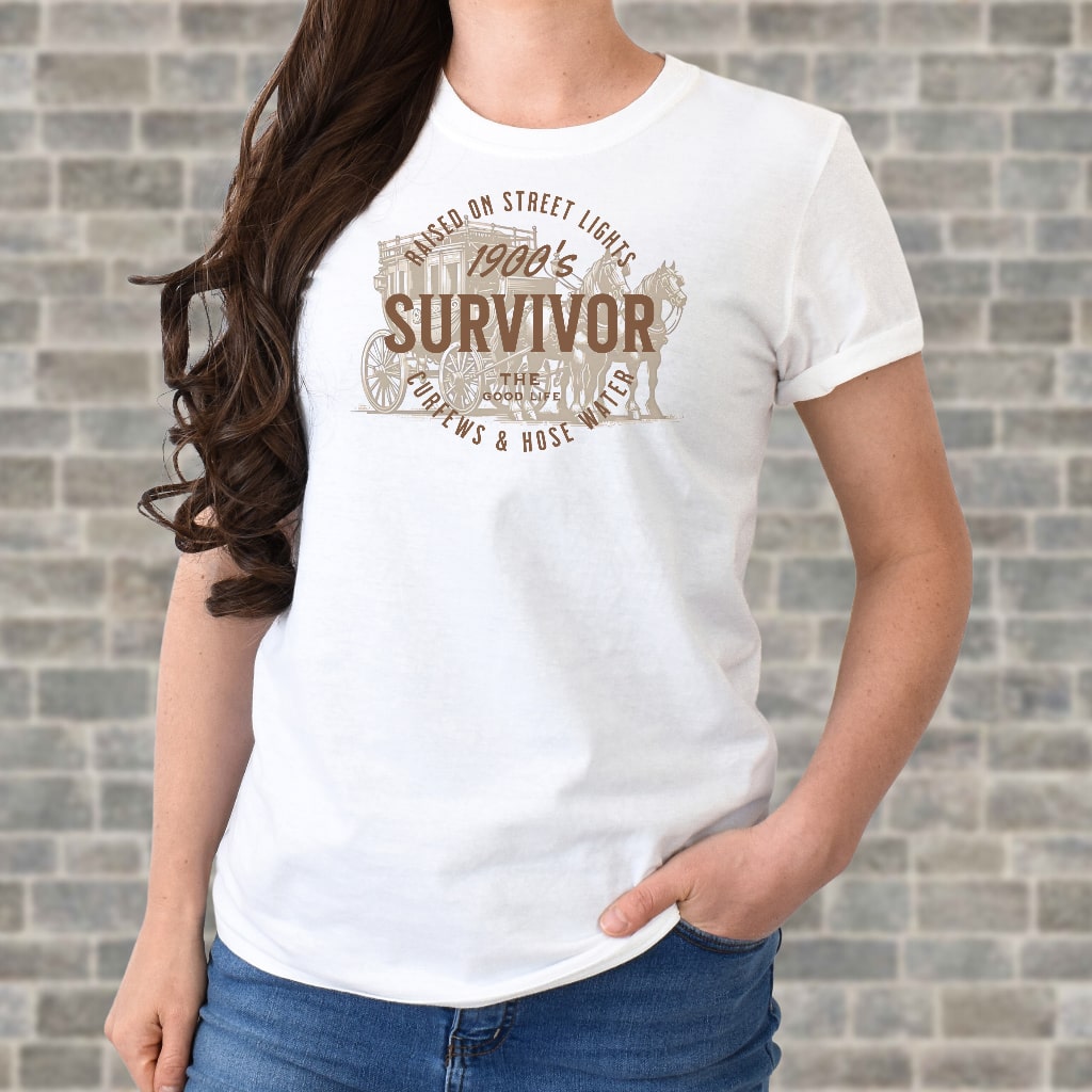 1900's Survivor funny graphic tee for men and women