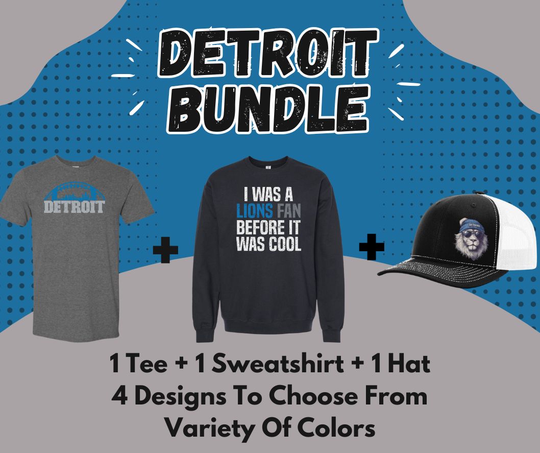 Detroit Lion Bundle – Tee, Sweatshirt & Hat Set