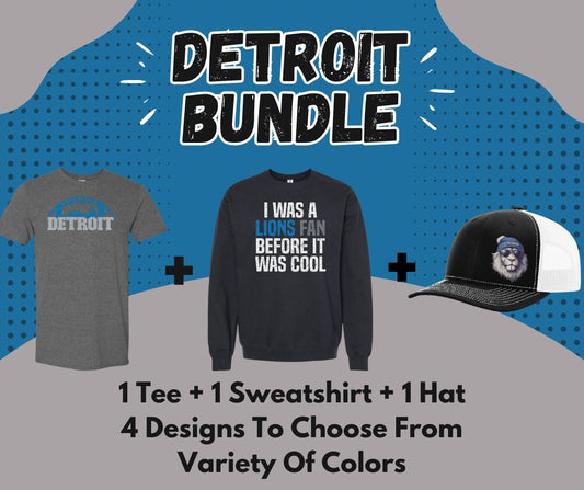 Detroit Lion Bundle – Tee, Sweatshirt & Hat Set