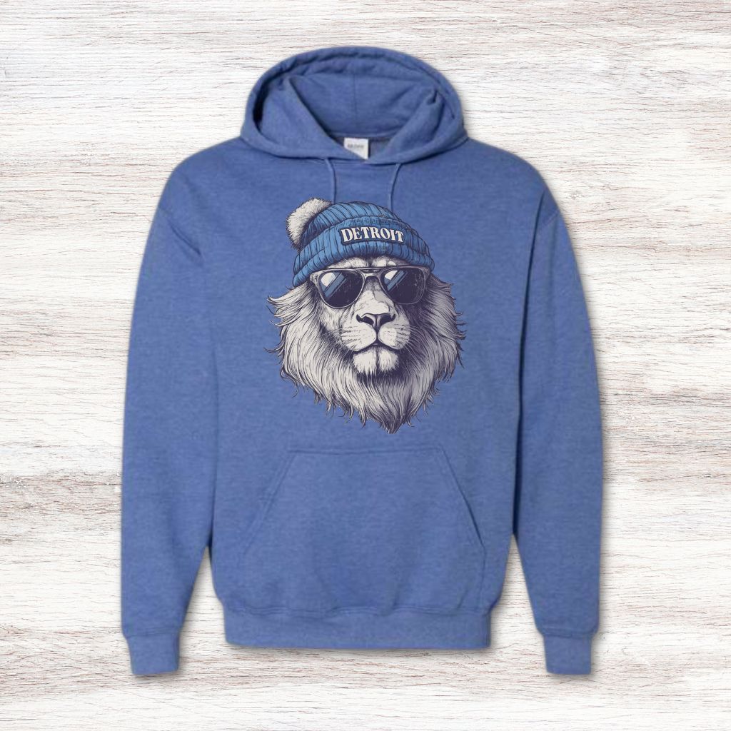 Detroit Lion In Hat & Sunglasses Sweatshirt