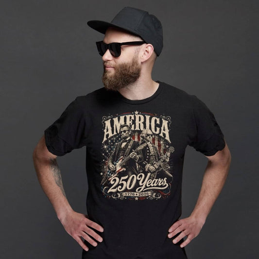 america 250 years t shirt george washington abraham lincoln guitars