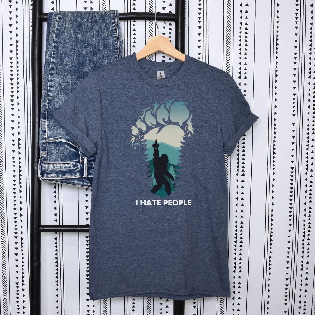 funny Bigfoot flipping off t-shirt
