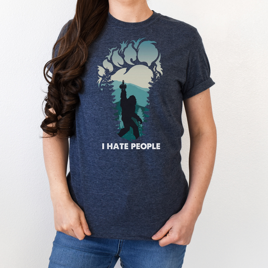 funny Bigfoot flipping off t-shirt