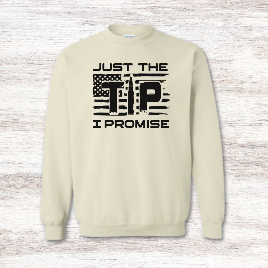 Casual masculine firearm-themed sweatshirt