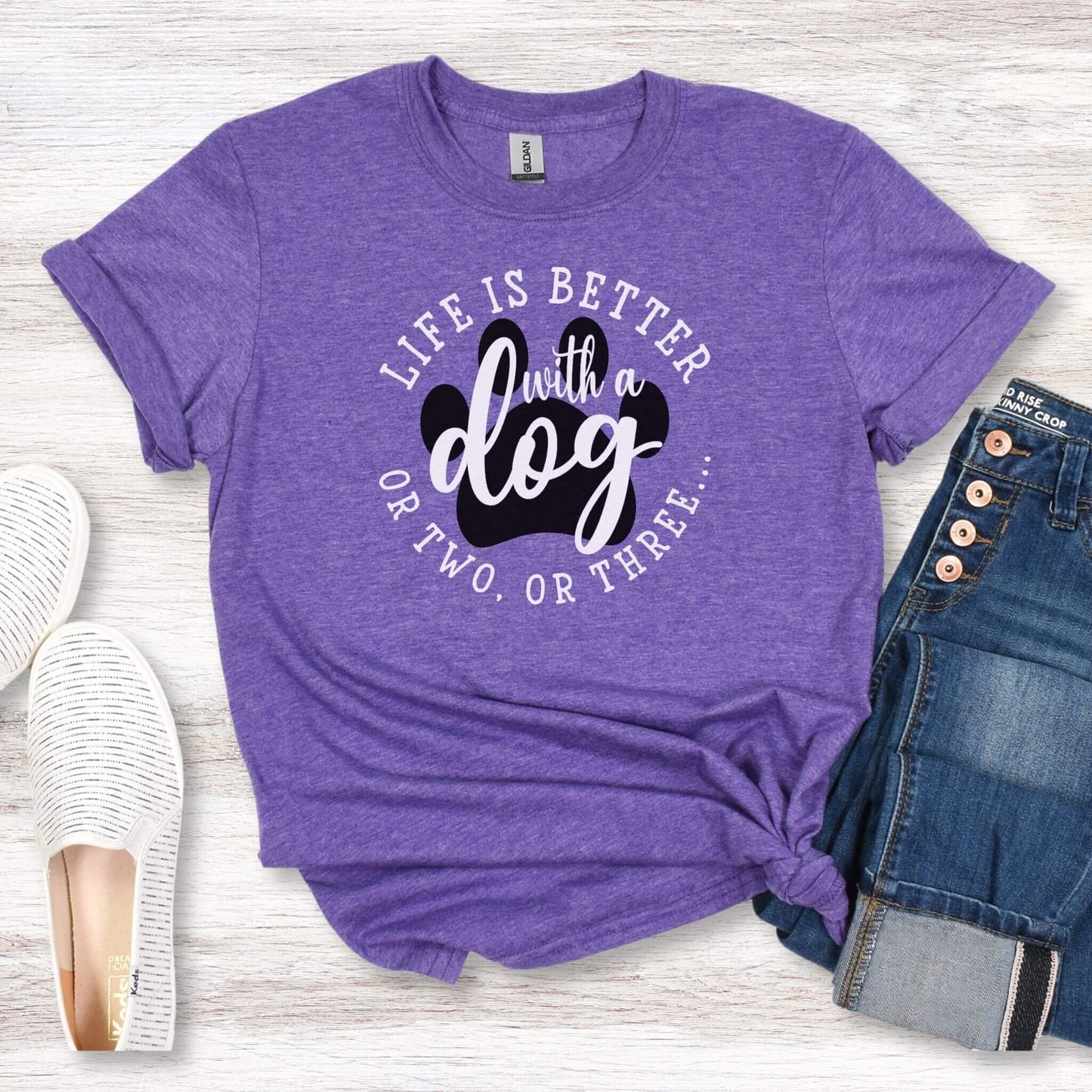 Casual outfit graphic tee for dog moms