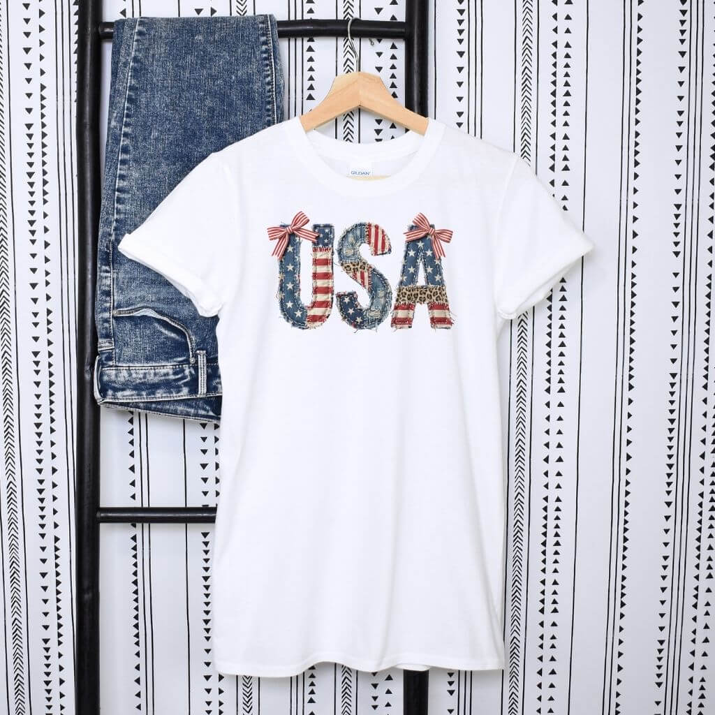 comfortable polyester cotton usa flag shirt womens casual wear