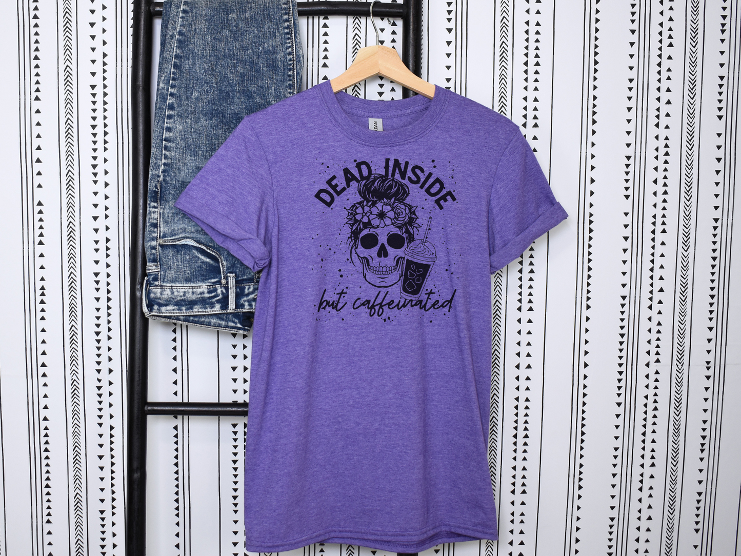 Funny dead inside but caffeinated women’s graphic tee