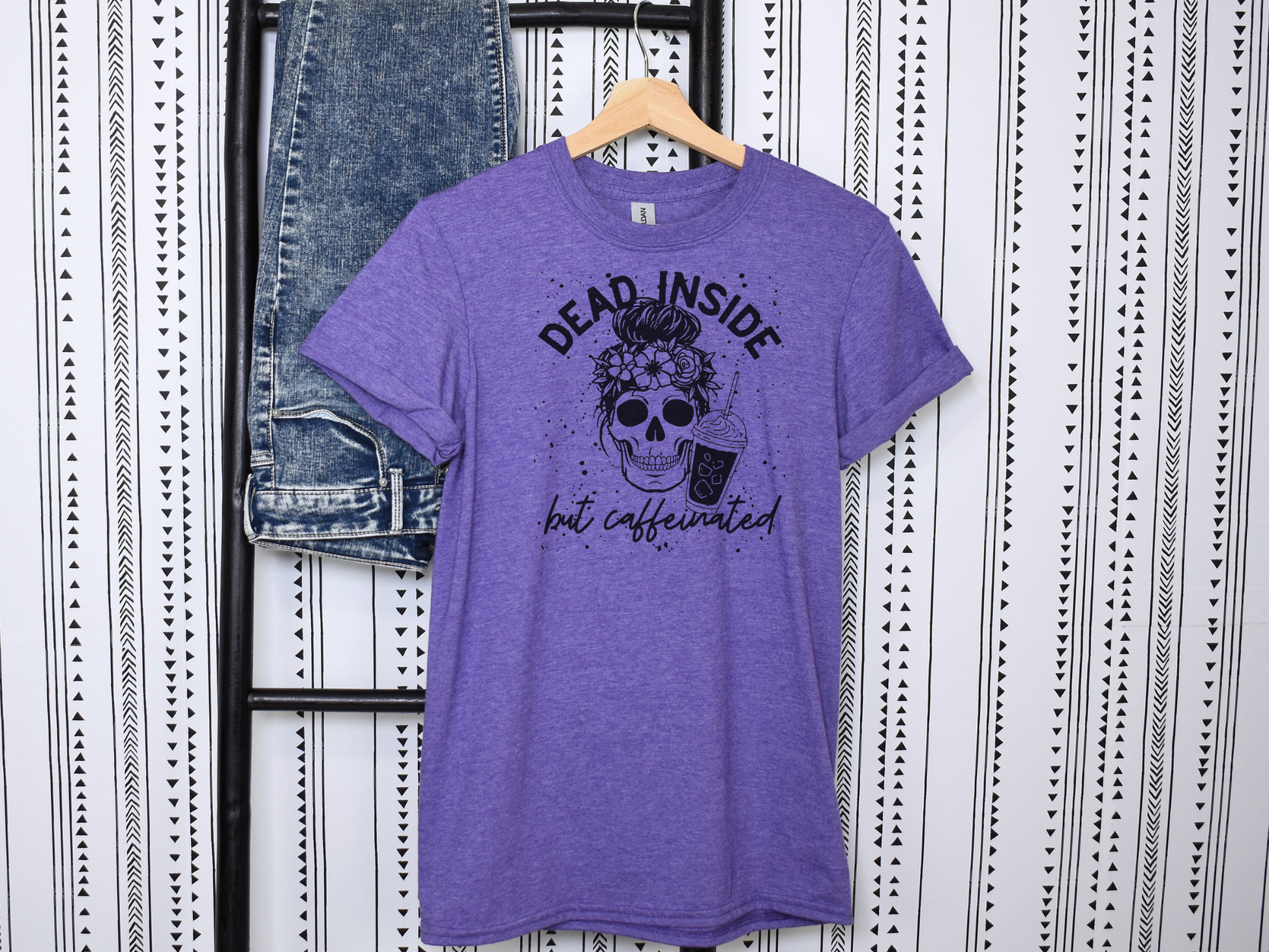 Funny dead inside but caffeinated women’s graphic tee