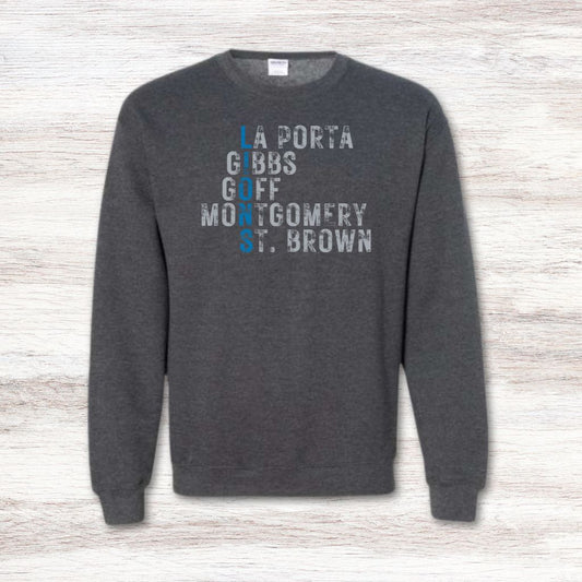 Detroit Lions typography sweatshirt with player names