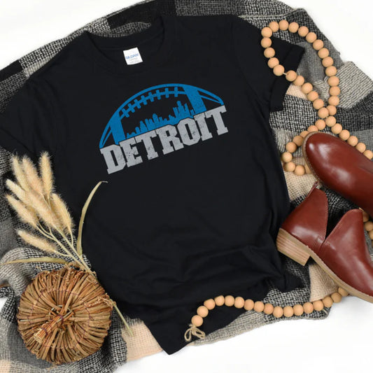 Detroit skyline football t-shirt design