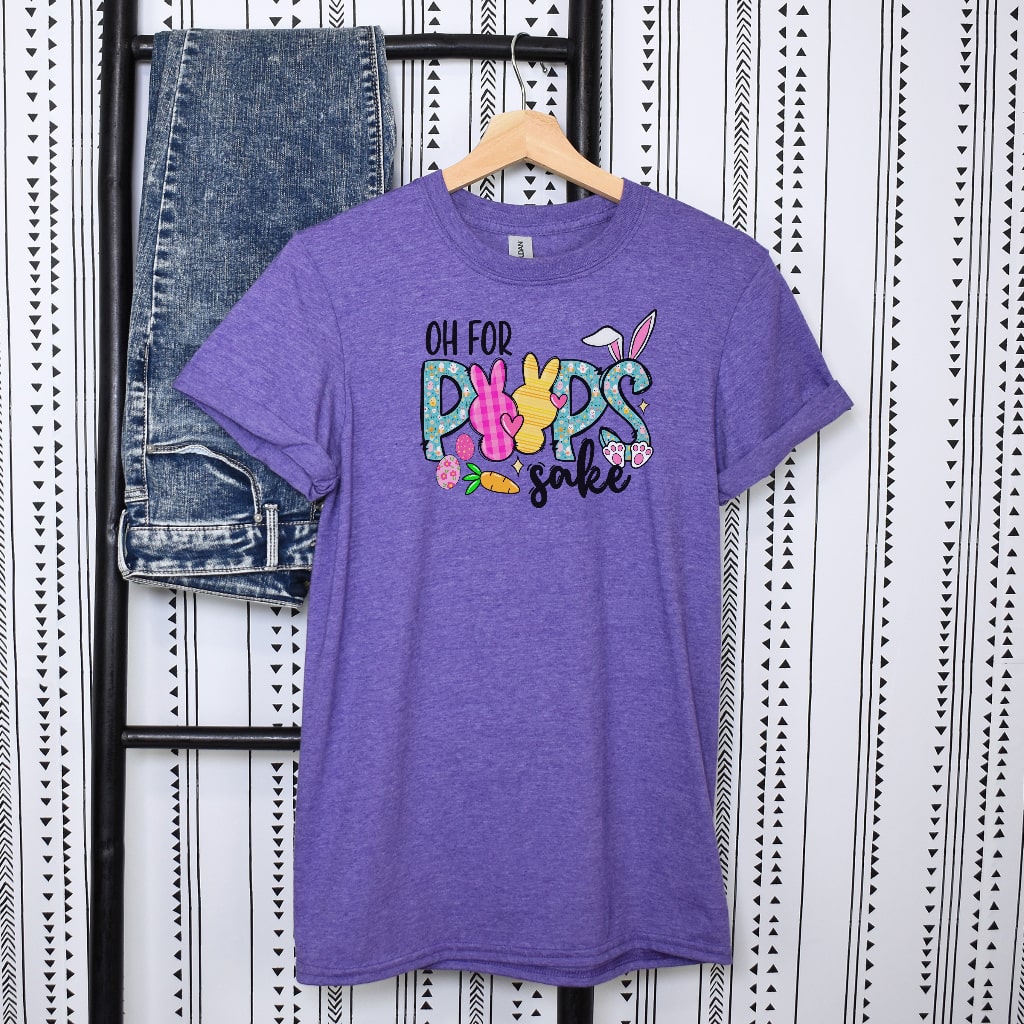 Oh For Peeps Sake funny Easter t-shirt for women with cute chick design