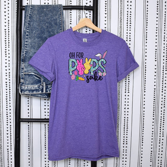 Oh For Peeps Sake funny Easter t-shirt for women with cute chick design
