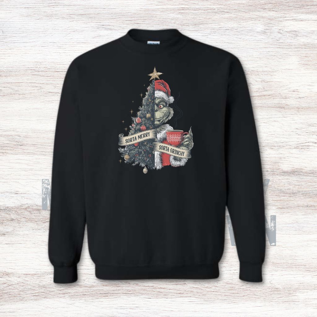 Funny unisex Christmas sweatshirt with grinch design