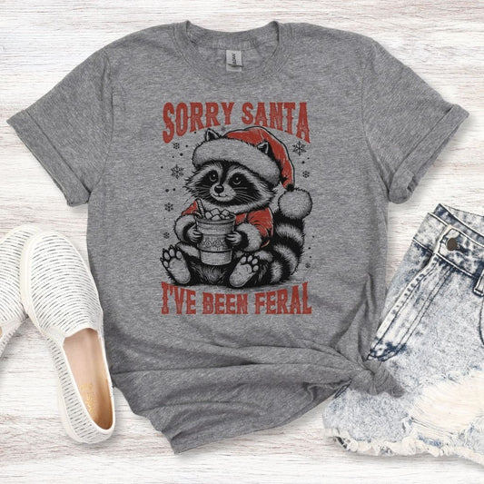funny feral christmas raccoon women’s tee