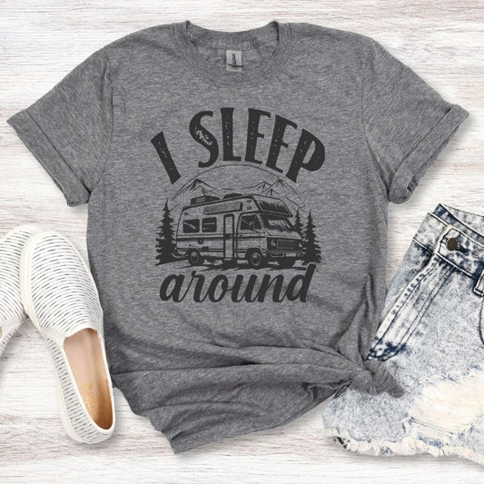 Funny “I Sleep Around” unisex graphic t-shirt