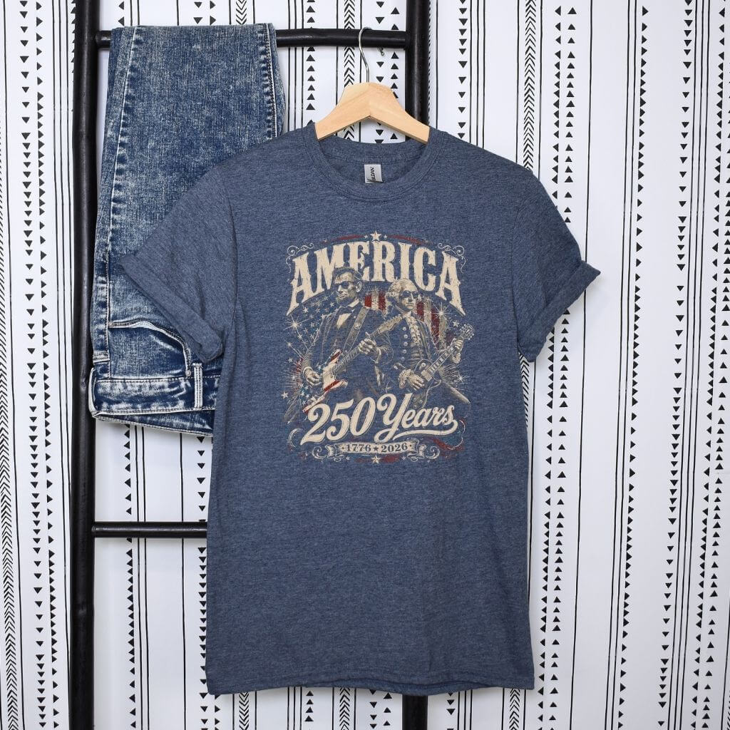 funny america independence day shirt historical figures playing guitars