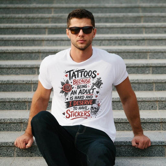 funny tattoos because being an adult is hard graphic tee front view