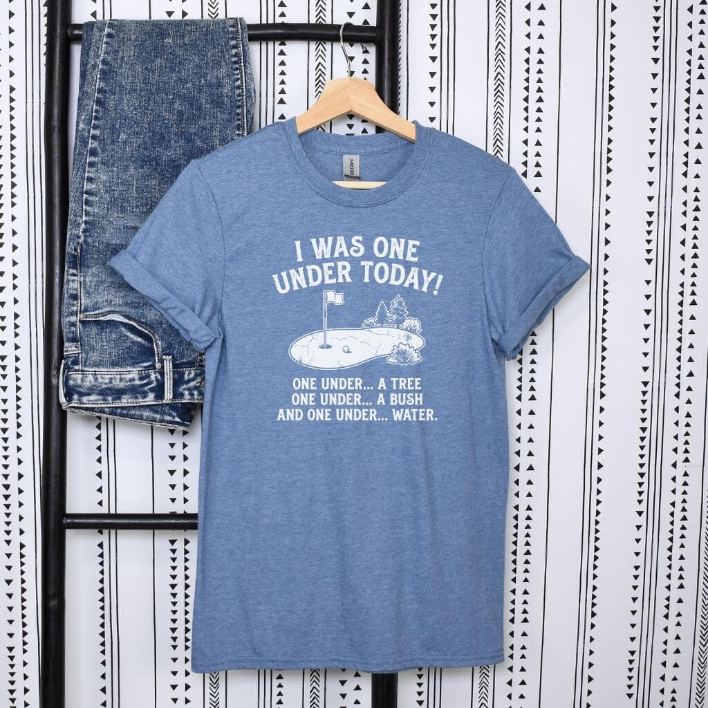 golfer joke shirt under tree bush water humor tee