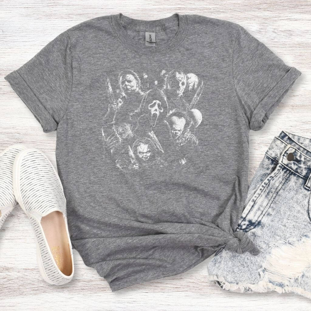 Halloween movie killers shirt styled for spooky season outfit