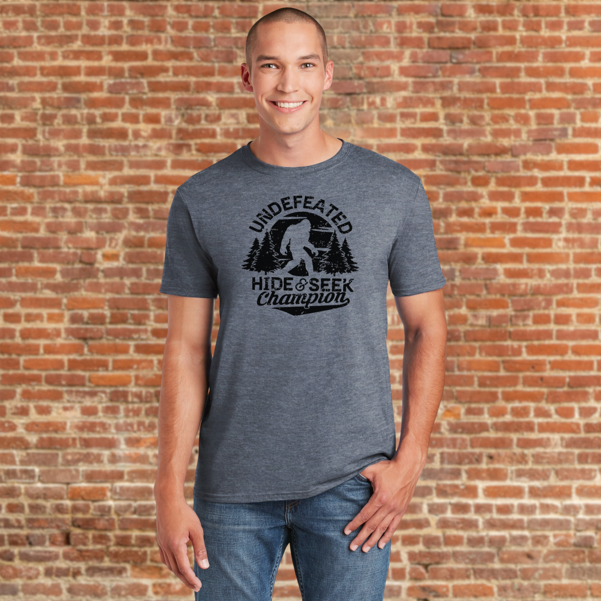 Hand applied Bigfoot print on unisex shirt
