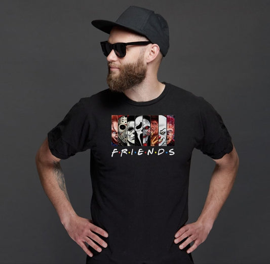 horror faces friends graphic t-shirt design