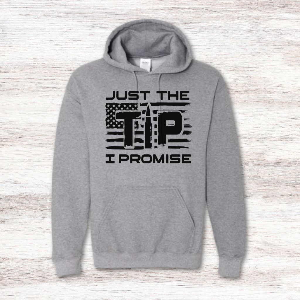 Just The Tip sweatshirt design close-up