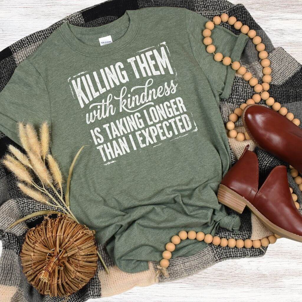 killing them with kindness graphic tee for women casual outfit