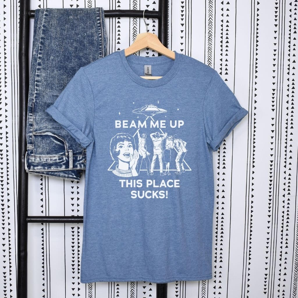 Out of this world beam me up funny tee