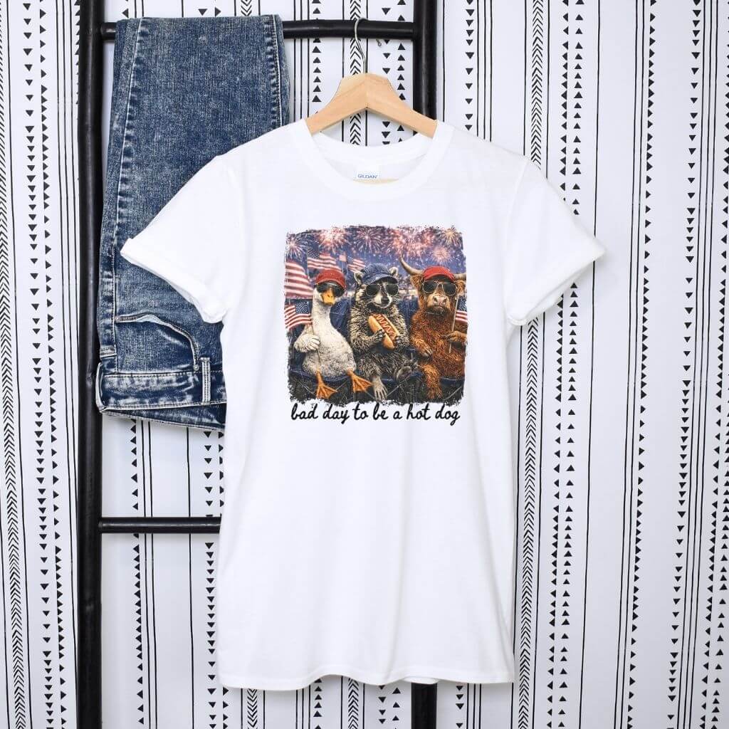 patriotic animal shirt with american flag and bbq humor theme