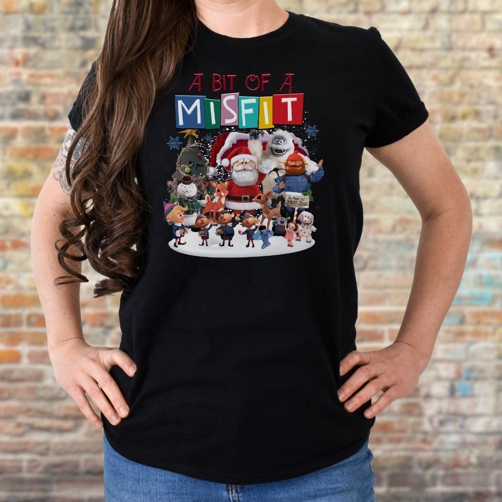 retro rudolph and hermey holiday t-shirt design
