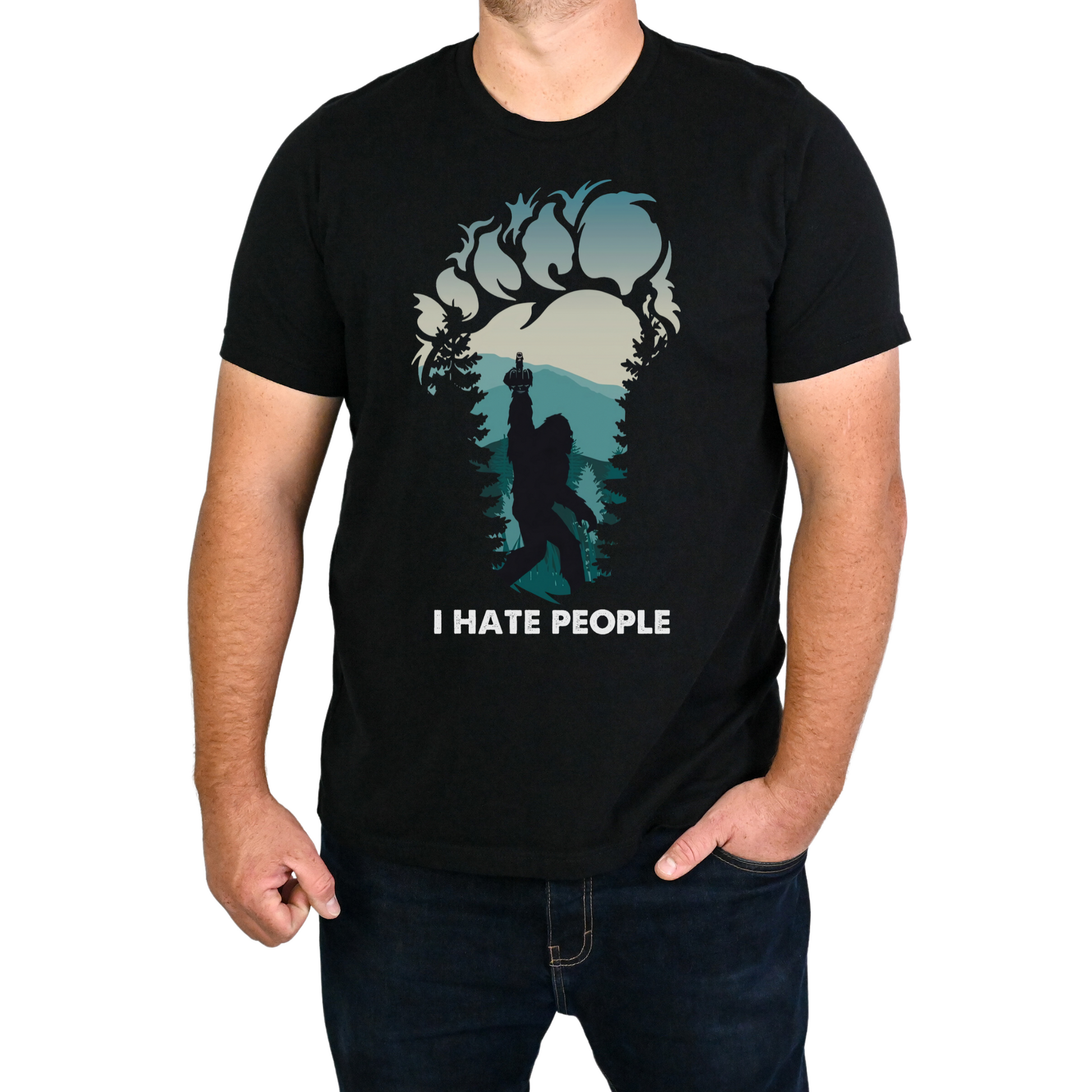 sarcastic Sasquatch middle finger tee