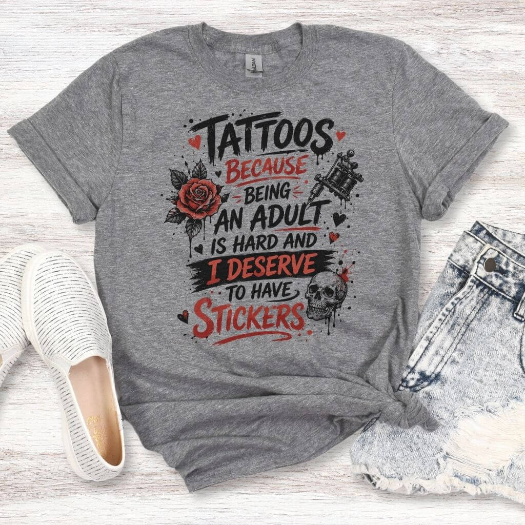 sarcastic tattoo humor shirt soft polyester cotton blend close up