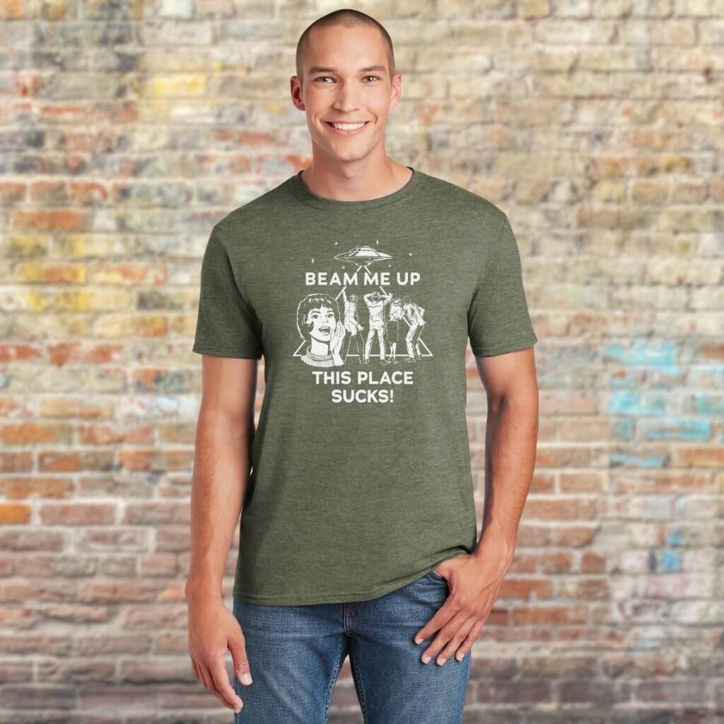 Soft cotton polyester UFO themed shirt