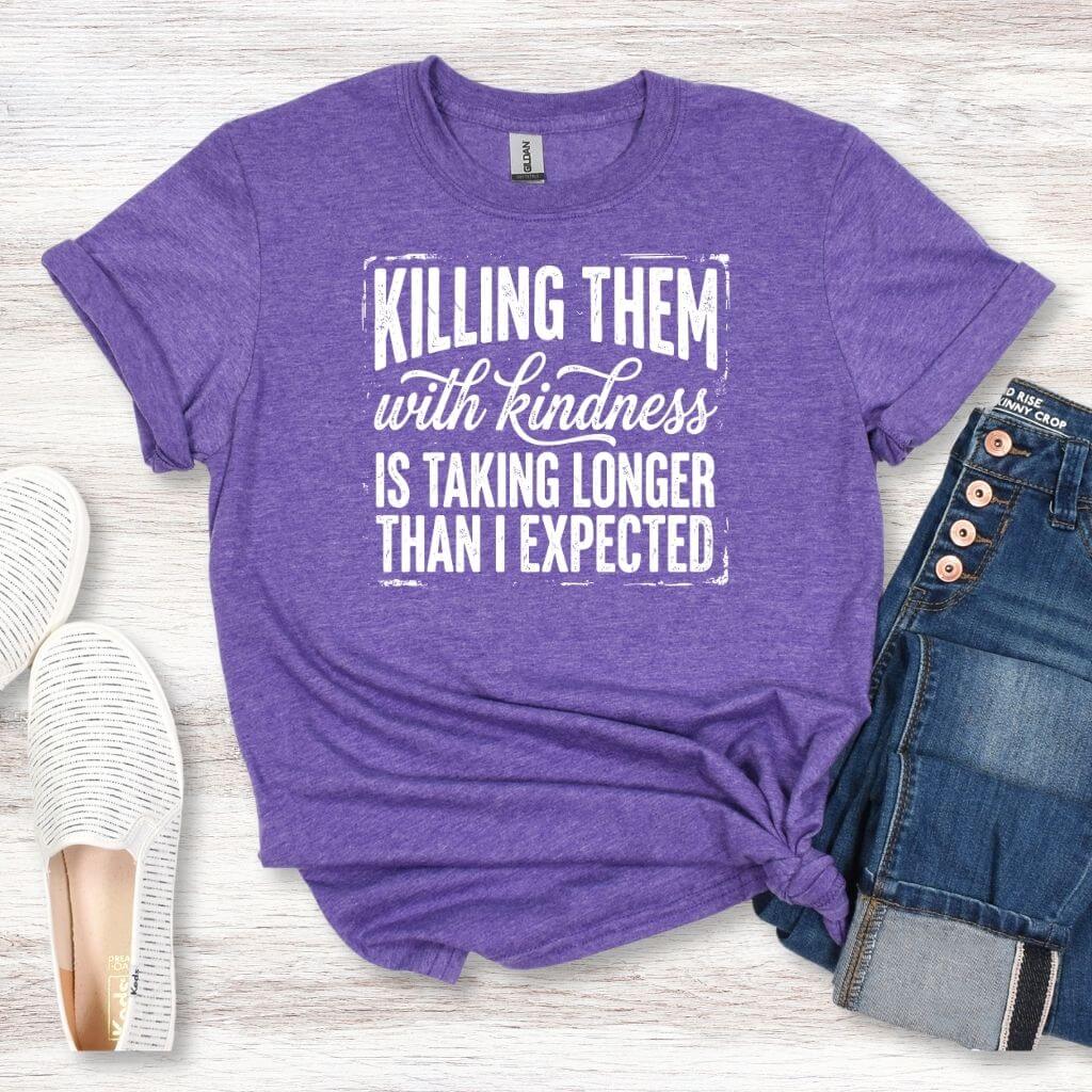 soft polyester cotton kindness slogan t shirt boutique style