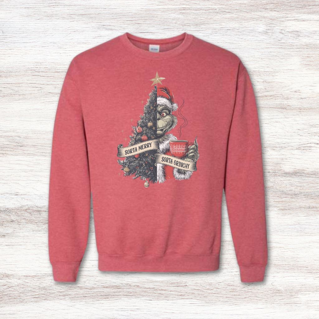 Sorta Merry Sorta Grinchy sweatshirt for Christmas