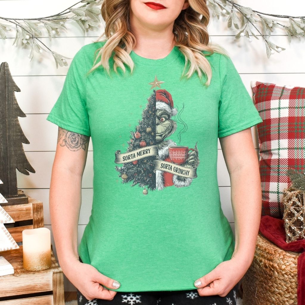 sorta merry sorta grinchy christmas t shirt