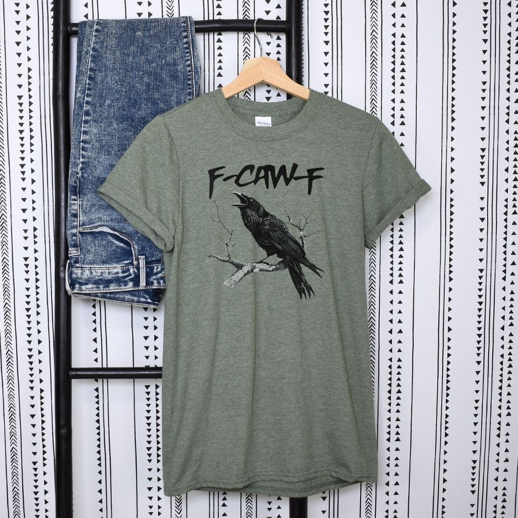 unique playful raven artwork t-shirt