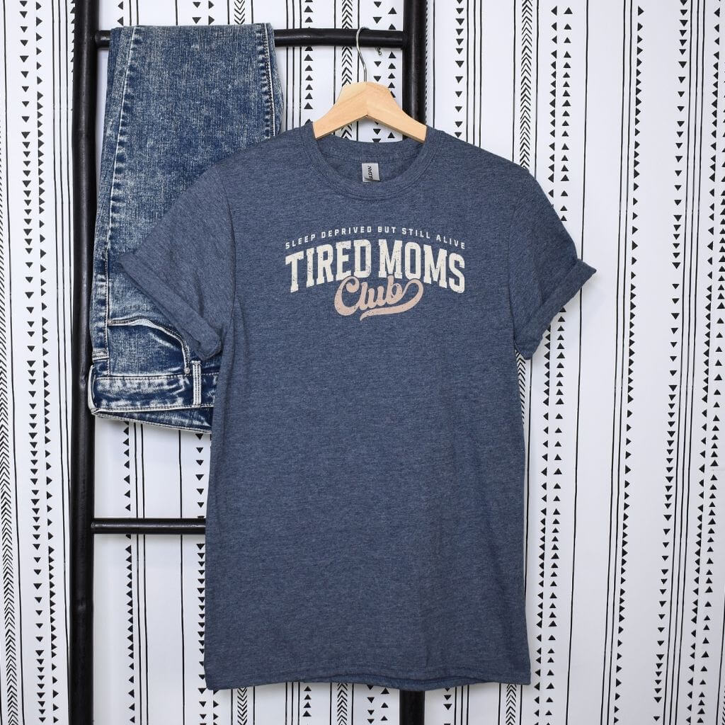 witty exhausted mom fashion tee